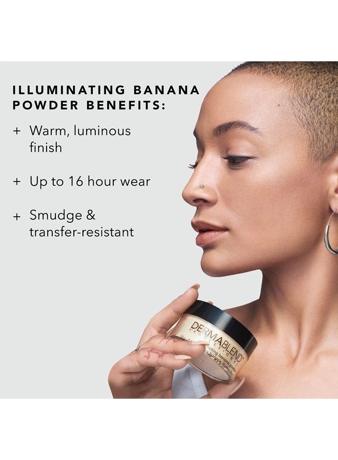 Illuminating Banana Powder, Loose Setting Powder Makeup for Brightening and a Long-Lasting Luminous Finish, up to 16hr Wear, 0.63 oz.