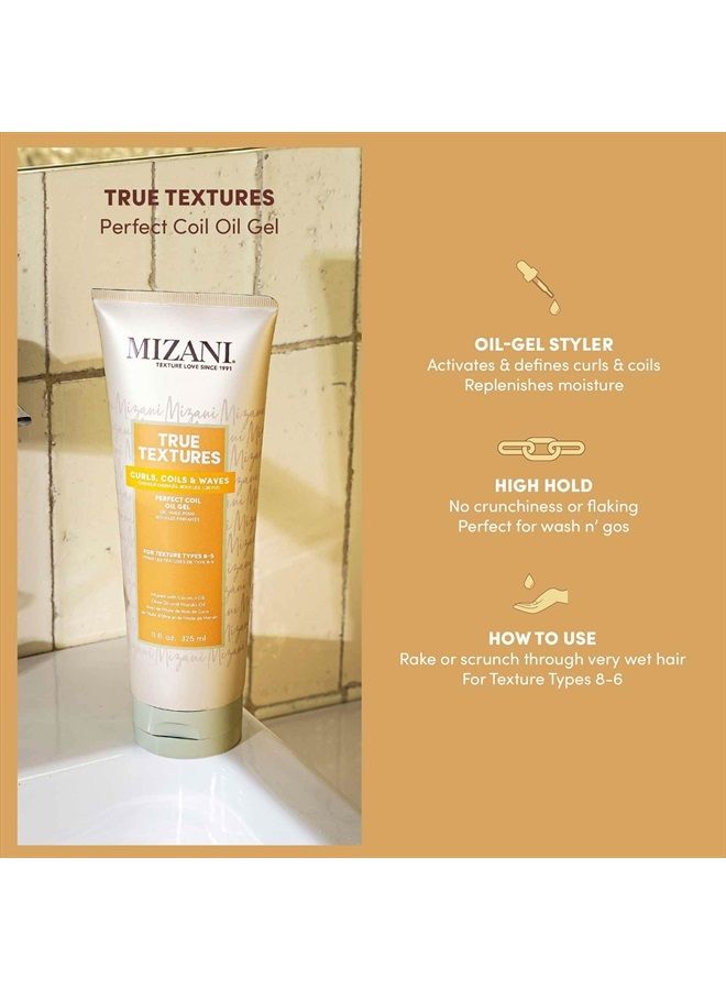 Mizani True Textures Perfect Coil Oil Gel | Defines Curls with Long Lasting Hold | Keeps Hair Hydrated | With Coconut and Marula Oils | Paraben & Silicone-Free | for Curly Hair | 11 Fl Oz