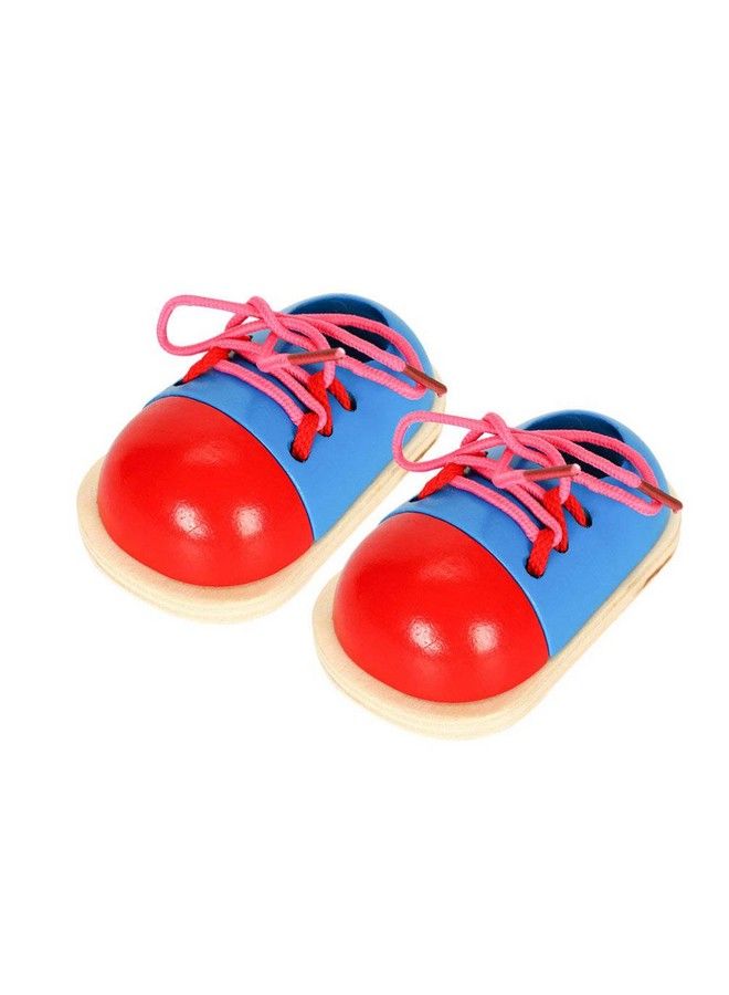 Wooden Lacing Shoe Toy Learn To Tie Shoelaces Shoes Fine Motor Skills Toy Pack Of 2