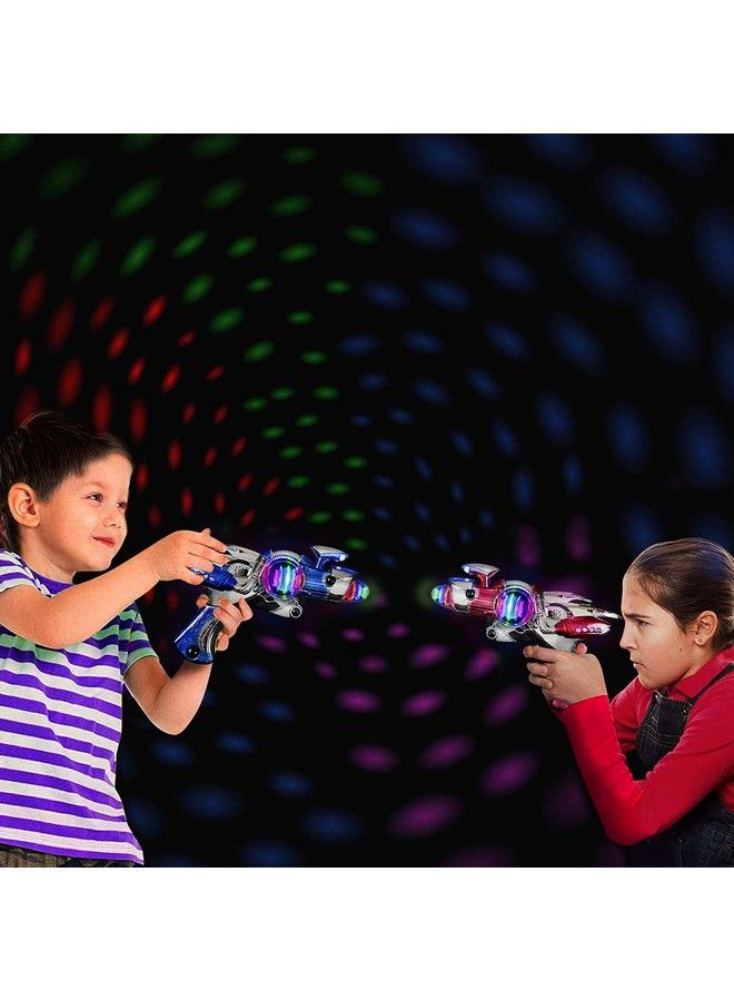 Red & Blue Super Spinning Space Toy Gun Set With Flashing Lights & Sound Effects Pack Of 2 Great Gift Idea For Boys & Girls Batteries Included
