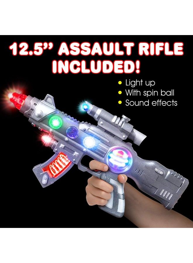 Light Up Spin Ball Blaster Toy Gun 12.5 Inch Assault Rifle With Thrilling Multicolor Leds And Sound Effects Batteries Included Really Cool Play Gun For Boys And Girls Great Gift Idea