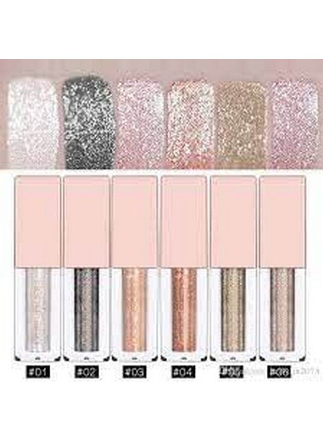 Heng Fang Liquid Glitter Eyeshadow Set 6 Colors Smokey Eye Looks Waterproof Long Lasting Eyeshadow Makeup Kits Multicolor (Set Of B) Shimmery Finish