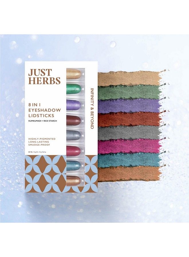 8 In 1 Herbal Metallicshimmer Finish Long Lasting & Ultra Smooth Eye Shadow Lidsticks With Kumkumadi 12Gm (Infinity & Beyond)
