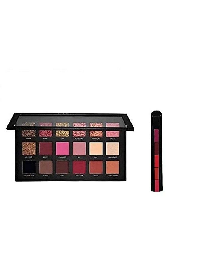 Rose Gold Eyeshadow Palette With Matte Finish Lipstick (Multicolor)