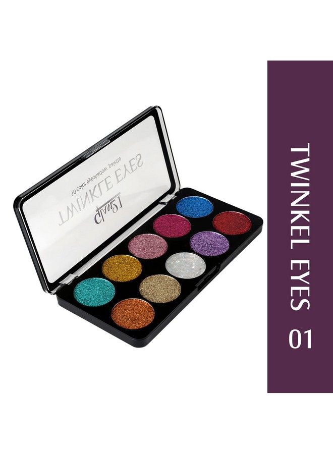 Glam21 Twinkle Eyes Glitter Palette;10 Cream Based Highly Pigmented Shades;Non Sticky Look 13Gm01