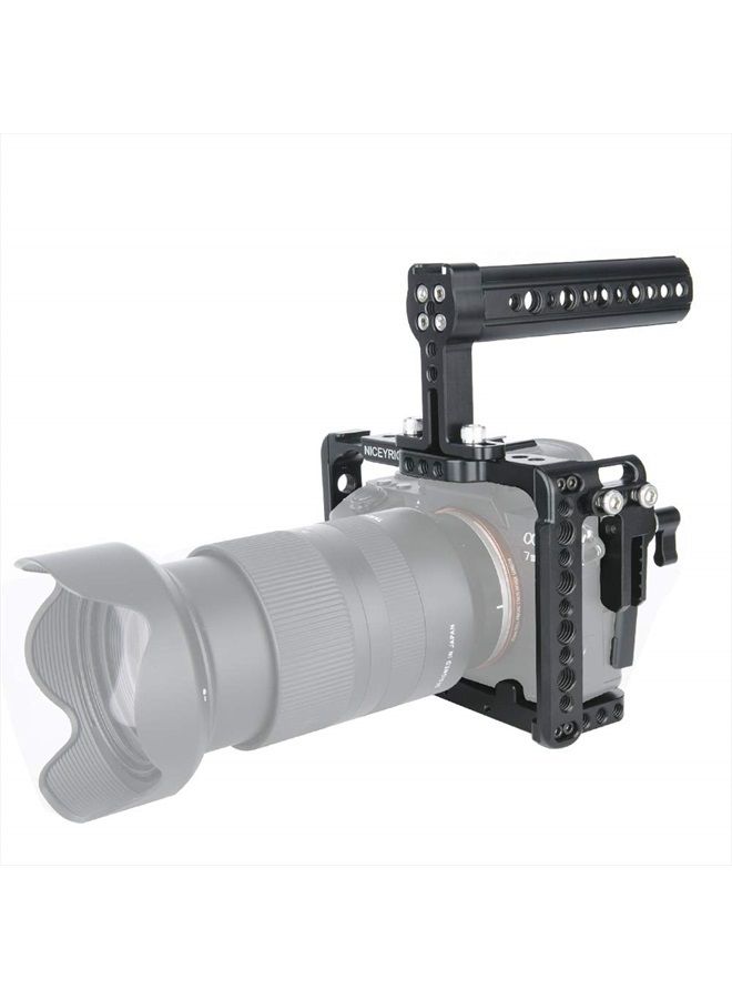 Camera Cage Kit for Sony A7RIII/ A7RIV/ A7III/ A7SIII/ A7RII/ A7SII/ A7II/ A9, with Cheese Top Handle and Cable Lock Clamp - 190