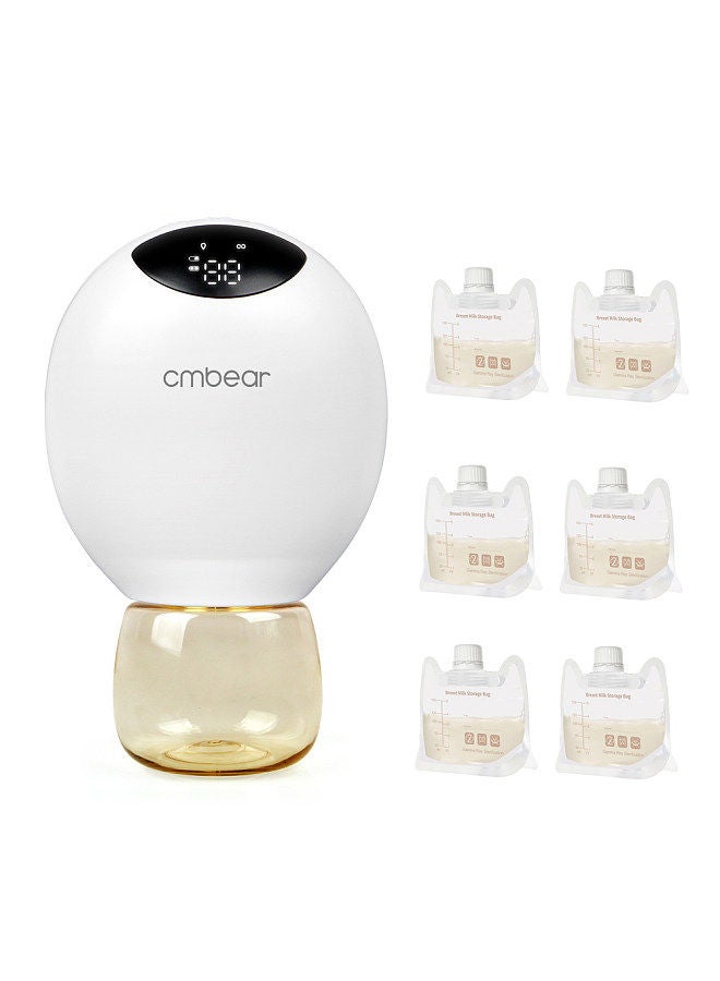 cmbear ZRX-0205 Wearable  Pump for feeding Portable Electric  Pump Hands Free 3 Modes 9 Suction Levels Low Noise 28mm Funnel with 24mm/21mm/19mm Funnel Inserts PPSU Milk Bottle 6pcs Milk Storage Bags