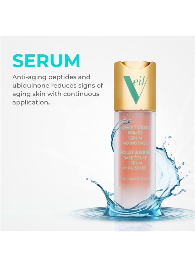 Sunset Light 3-in-1 Primer | Serum, Mixing Base, Primer | Pore Minimizing | Hydrate, Brighten & Soothe | Smooths Wrinkles & Fine Lines | Extend Makeup Wear | Vegan | Beautiful Skin