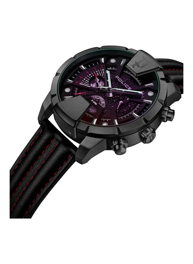 Men's Huntley Leather Strap Chronograph Wrist Watch PEWJF2203704 - 45mm - Black