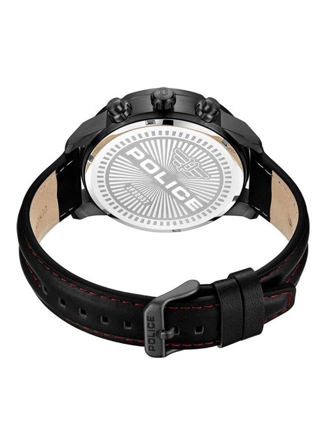 Men's Huntley Leather Strap Chronograph Wrist Watch PEWJF2203704 - 45mm - Black