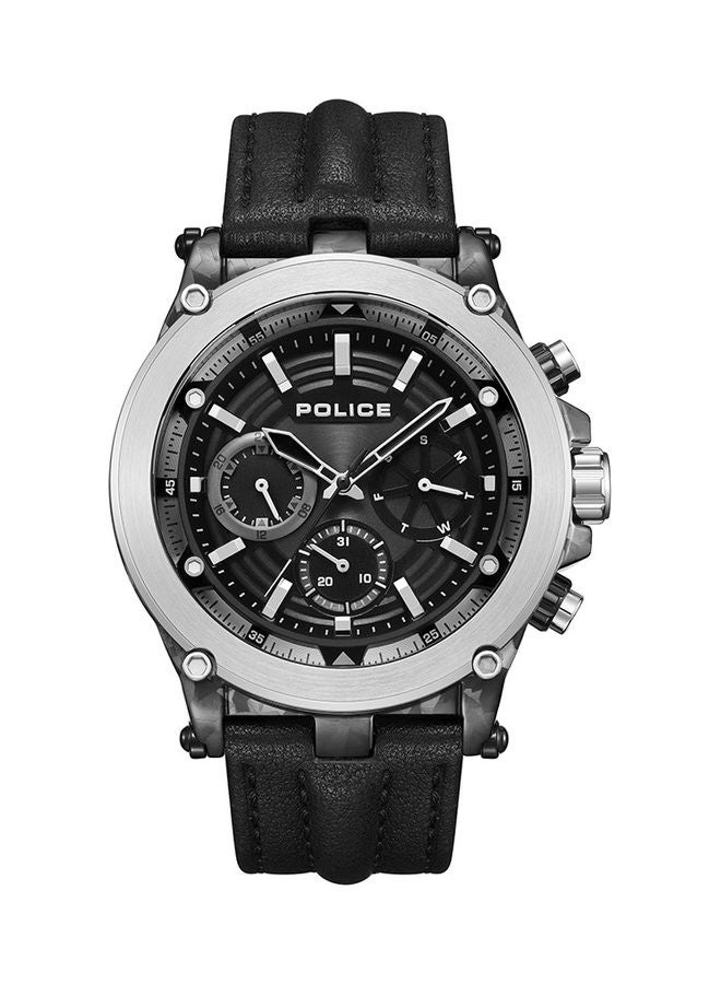 Men's Taman Leather Strap Chronograph Wrist Watch PEWJF2226640 - 47mm - Black