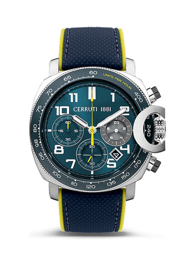 Men's Round Shape Leather Band Analog Wrist Watch CIWGO2206806 - 45.5 mm - Navy