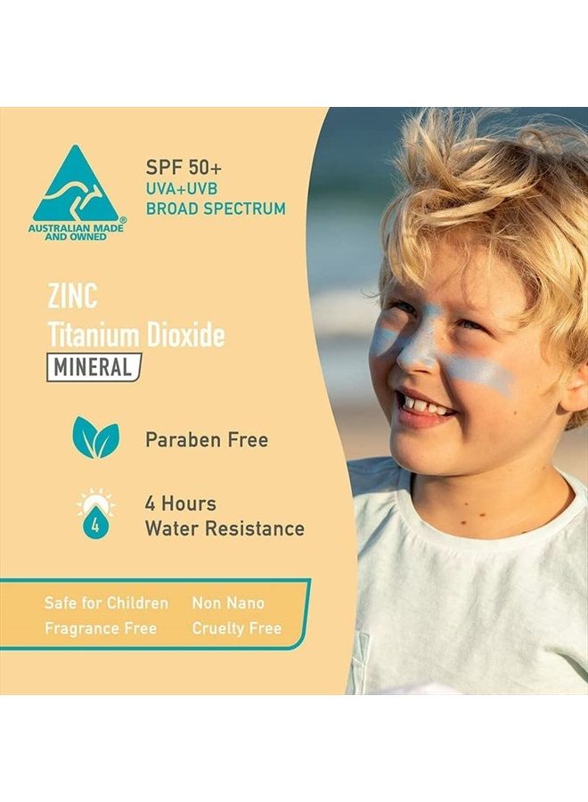 Zinc Oxide Sunscreen - Pink, White & Blue - SPF 50+ Very High Sun Protection Waterproof Sunblock for Face & Body, Adults, Kids, Baby - Travel Stick