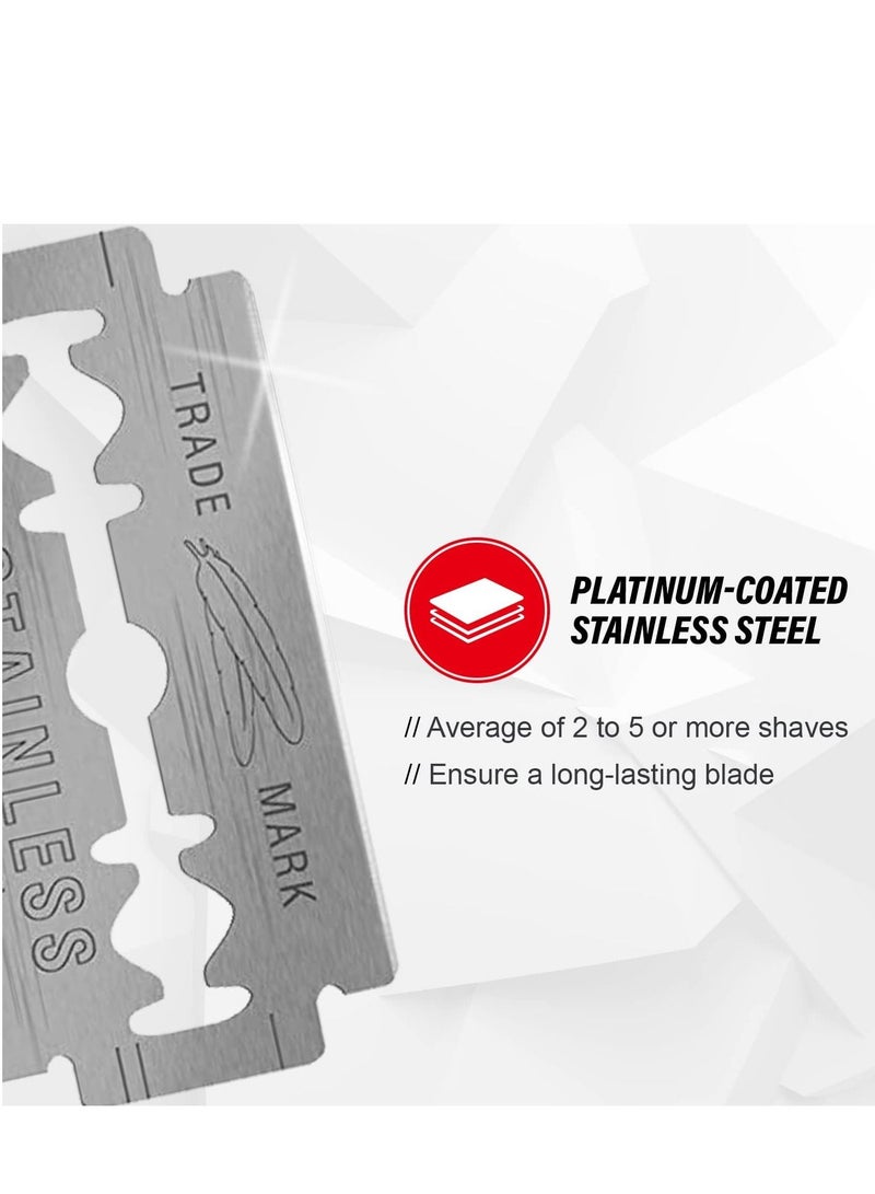 100PCS Blades Feather Platinum Coated Shaving Razor Double Edge DE Barber Salon