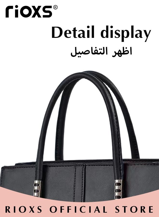 Women's Satchel Handbag, 2 Pieces Set Purses Handbag, Ladies' Large Capacity Leather Bag Set, Fashion Simple Handbag For Women, Quilted Shoulder Bags Tote Bags Wallets, Casual Handbag For Travel College Teacher School