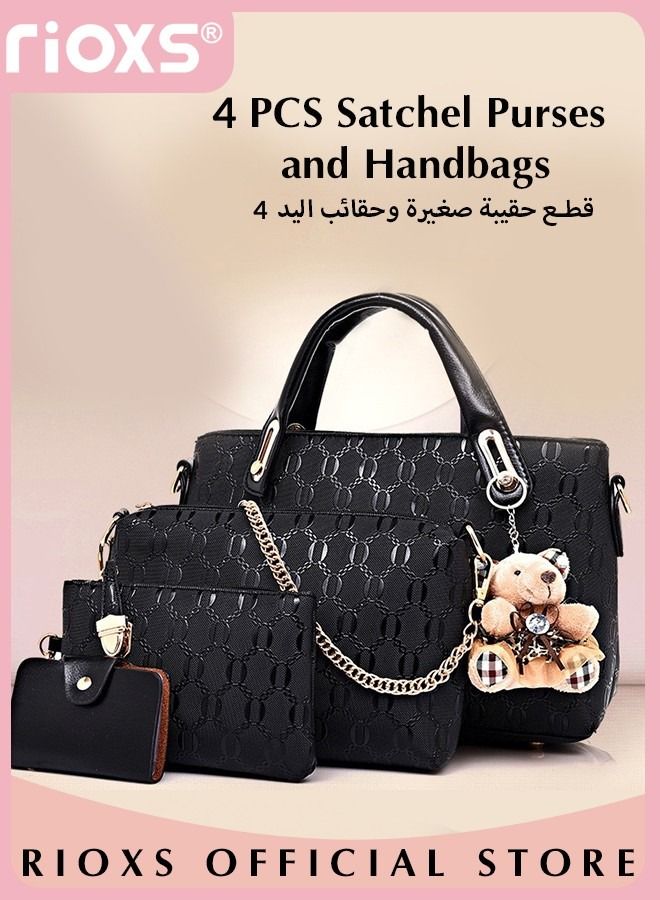 4 PCS Satchel Purses and Handbags for Women Shoulder Tote Bags Wallets