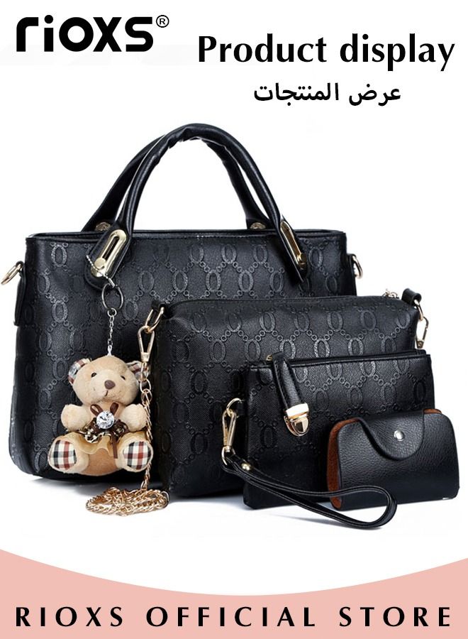 4 PCS Satchel Purses and Handbags for Women Shoulder Tote Bags Wallets