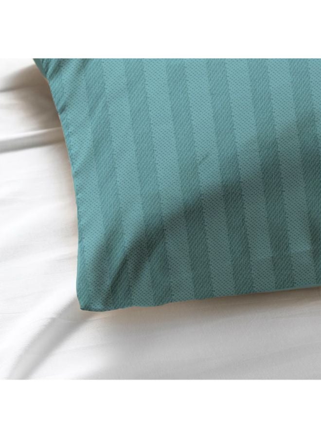 Tulip (Sea Green) King Size Fitted Sheet and Pillow Covers with 1 cm Satin Stripe (Set of 3 Pcs) 100% Cotton, Soft and Luxurious Hotel Quality Bed linen-300 TC