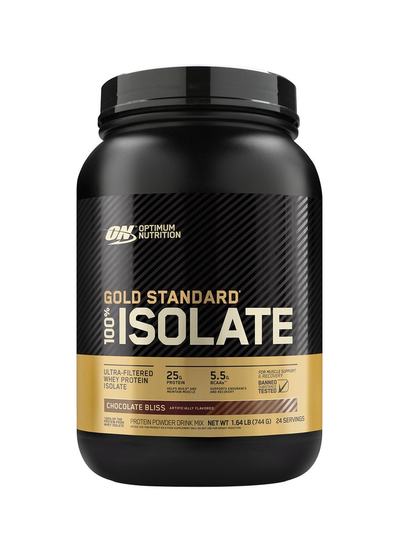 Gold Standard 100% Isolate, 25 Grams of Protein, Hydrolyzed And Ultra-Filtered Whey Protein Isolate - Chocolate Bliss, 1.64 Lbs , 24 Servings (744 G)