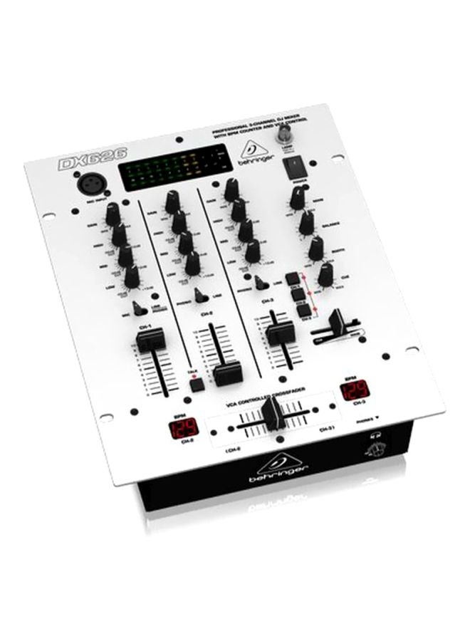 3-Channel DJ Mixer With BPM Counter And VCA Control DX626 White/Black