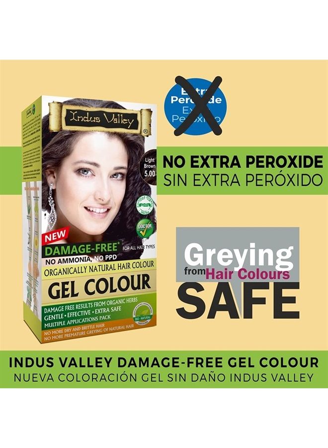 Indus Valley Natural Organic Damage Free Permanent Gel Hair Color, Ammonia Free, Vegan, Cruelty Free, Up to 100% Gray Coverage |Doctor Recommended| Bio Natural Certified- Light Brown 5.0 (20gram+200ml