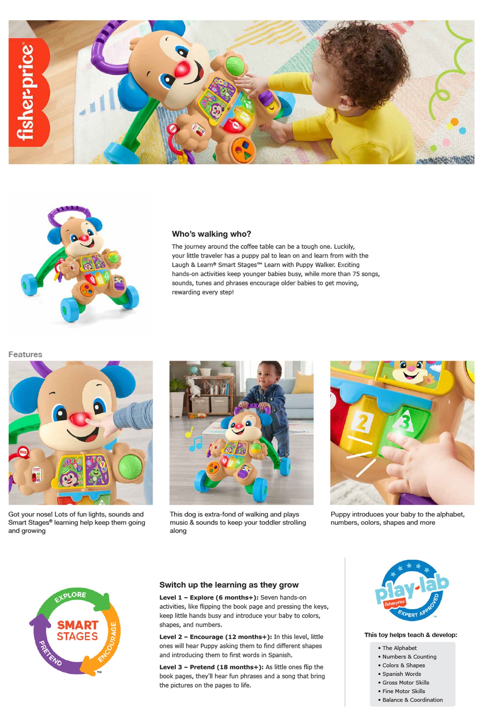 Baby Toy Laugh & Learn Smart Stages Learn With Puppy Walker With Music Lights & Activities For Infants Ages 6+ Months