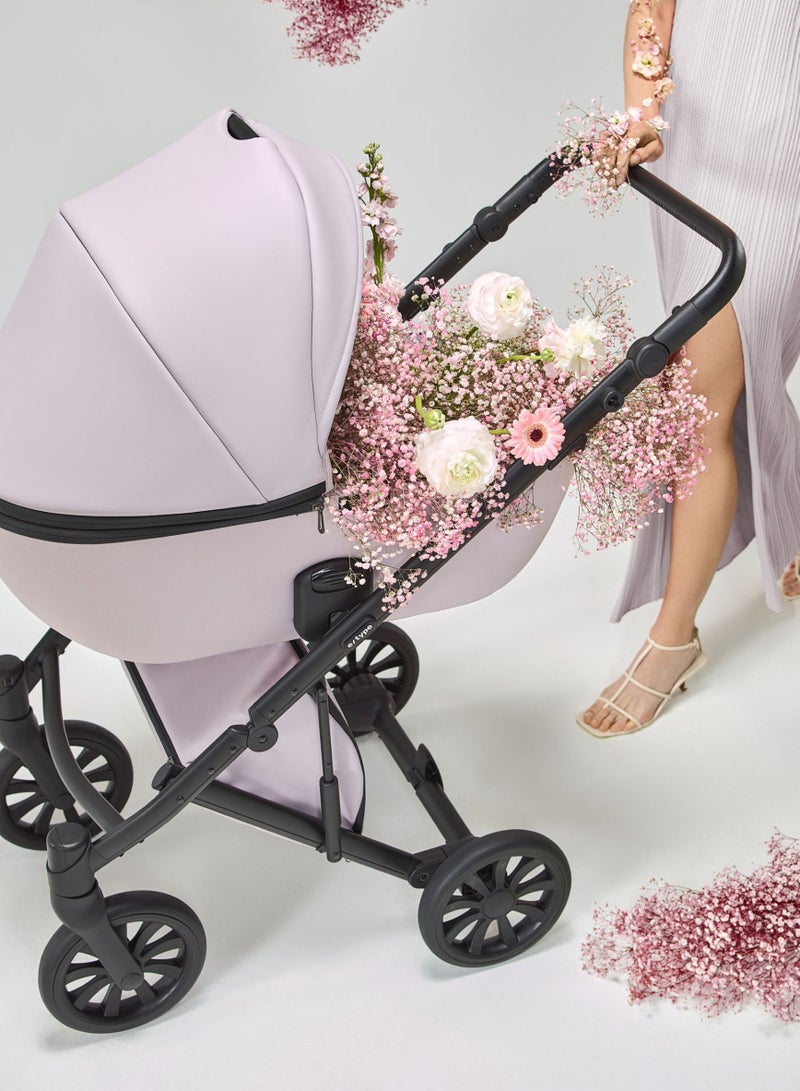 Stroller E-TYPE (2IN1) Luxury Stroller Bassinet +Seat Unit +Bag from Newborn till 5 Years ( PEARL)Light Pink