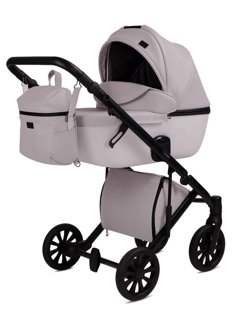 Stroller E-TYPE (2IN1) Luxury Stroller Bassinet +Seat Unit +Bag from Newborn till 5 Years ( PEARL)Light Pink