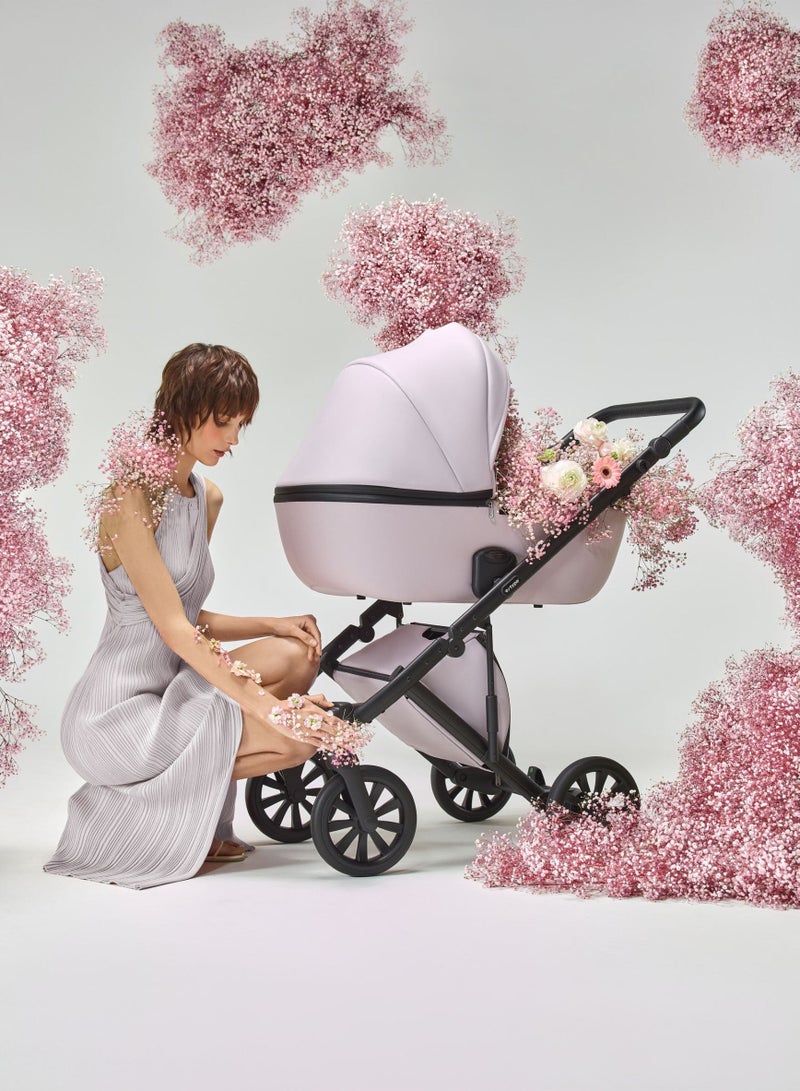 Stroller E-TYPE (2IN1) Luxury Stroller Bassinet +Seat Unit +Bag from Newborn till 5 Years ( PEARL)Light Pink
