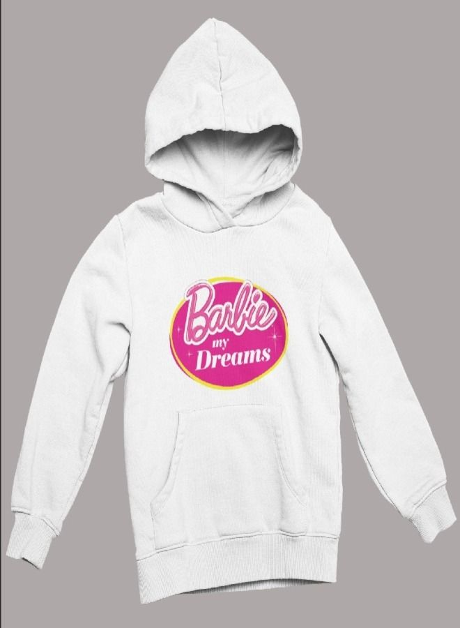 Barbie Printed Hoodie For Girls White