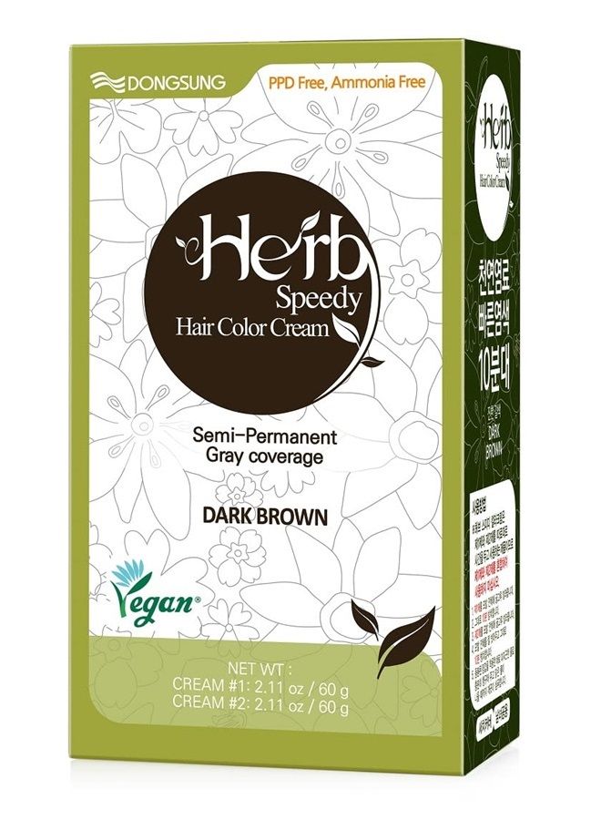 Permanent Hair Color Dark Brown PPD, Ammonia Free, Vegan Hair Dye Contains Sun Protection Odorless No more Eye and/or Scalp Irritations From Coloring For Sensitive Scalp 60g