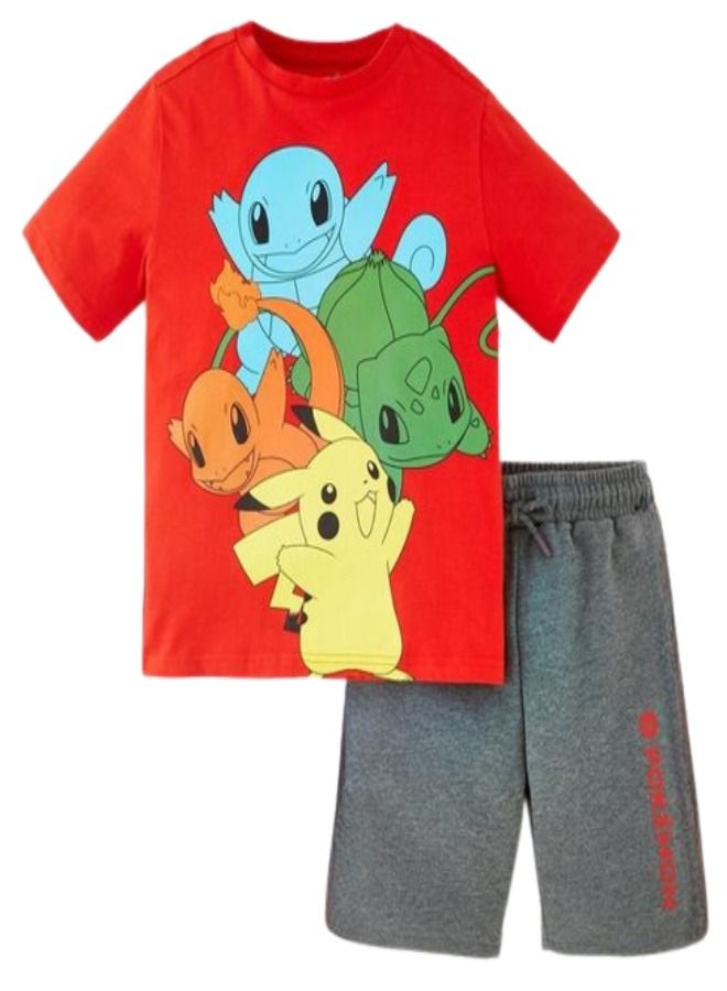 Pokemon Printed T-shirt and Short For Kids Style 1