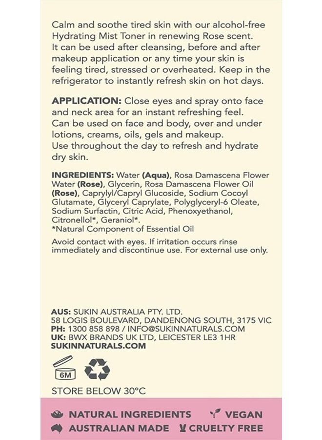 Rose Hydration Mist Toner, 4.23 Ounces