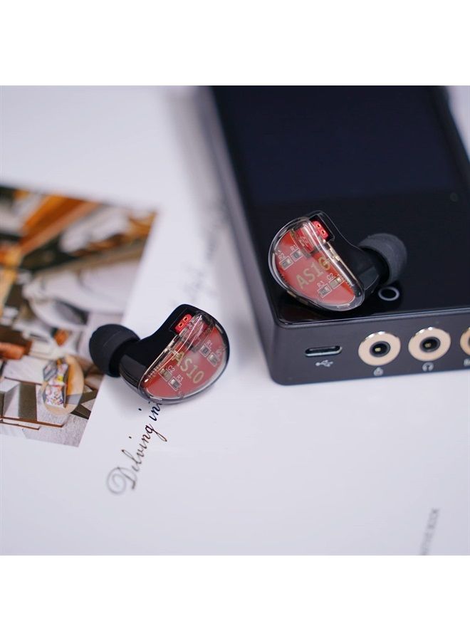 LINSOUL KZ AS10 5BA HiFi Stereo in-Ear Earphone High Resolution Earbud Headphone 0.75mm 2 pin Cable, Five Balanced Armature Drivers, Noise Cancelling (Mic, Black)