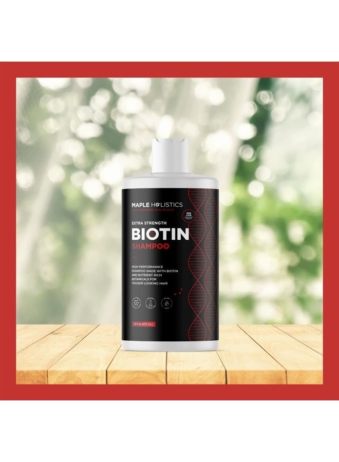 Ultra Biotin Shampoo for Thinning Hair - Extra Strength Volumizing Shampoo for Men and Women with Keratin Argan and Rosemary Essential Oil - Sulfate Free Shampoo Biotin Formula for Hair and Scalp Care