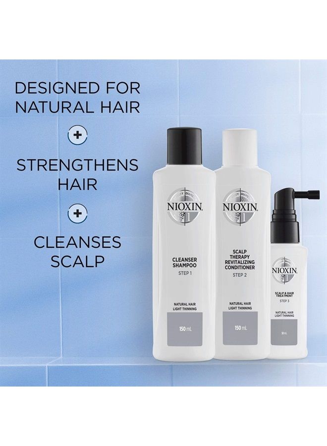 System Kit 1, Hair Strengthening & Thickening Treatment, Treats & Hydrates Sensitive or Dry Scalp, For Natural Hair with Light Thinning, Trial Size (1 Month Supply)