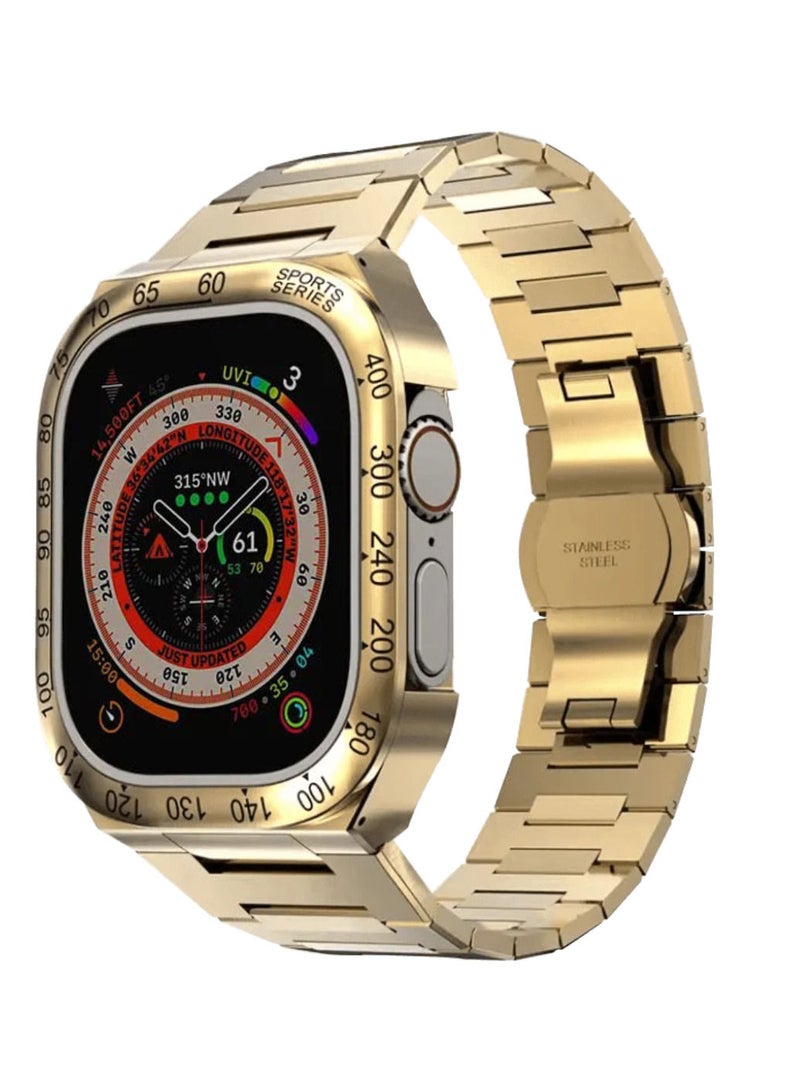 Apple Watch Ultra 49mm Stainless Steel Case Band Luxurious and Exclusive  Metal Mod Kit For iWatch Series Ultra Metal Bezel Gold