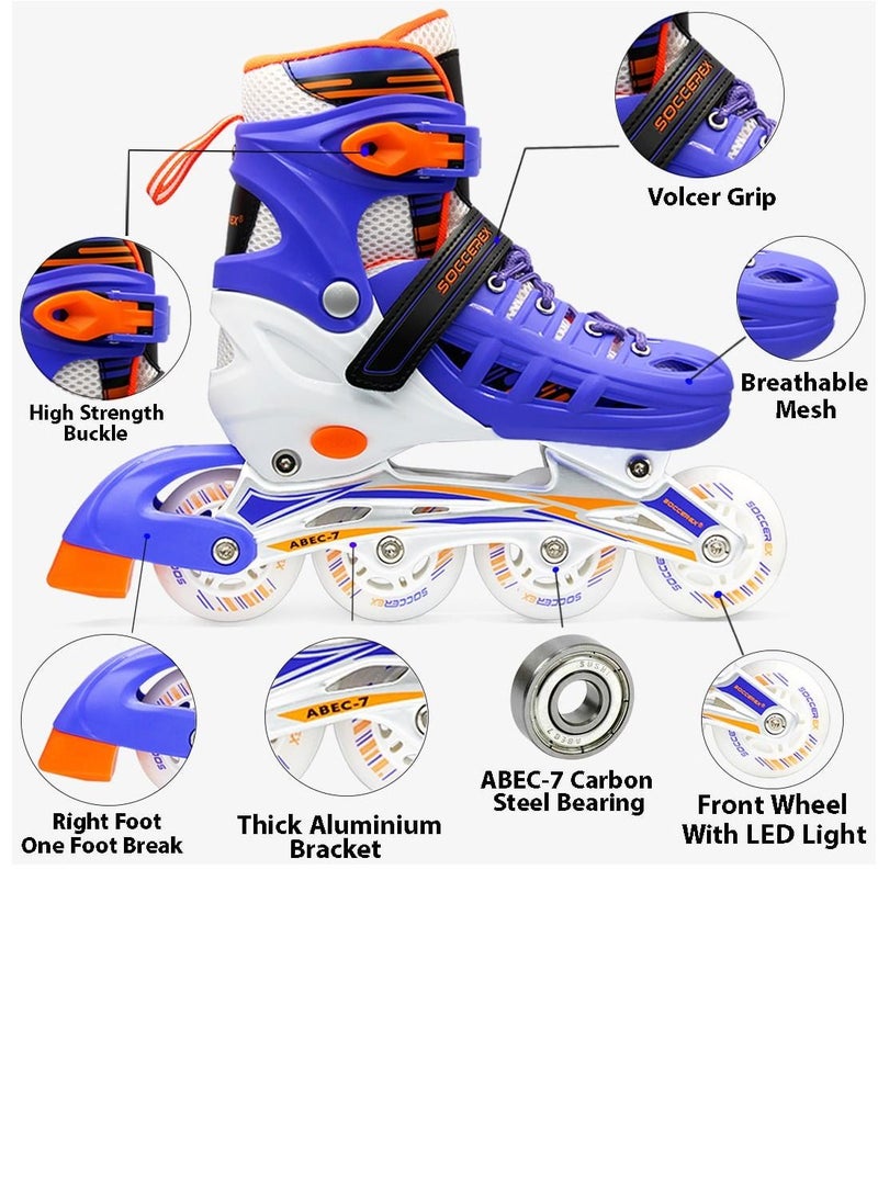 Inline & Roller Skates Shoes for Kids Youth full Set With Helmet and Protection