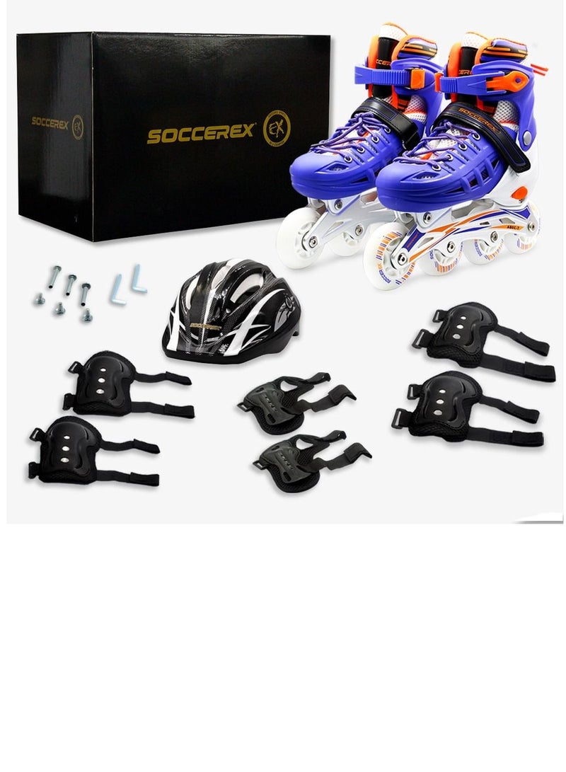 Inline & Roller Skates Shoes for Kids Youth full Set With Helmet and Protection