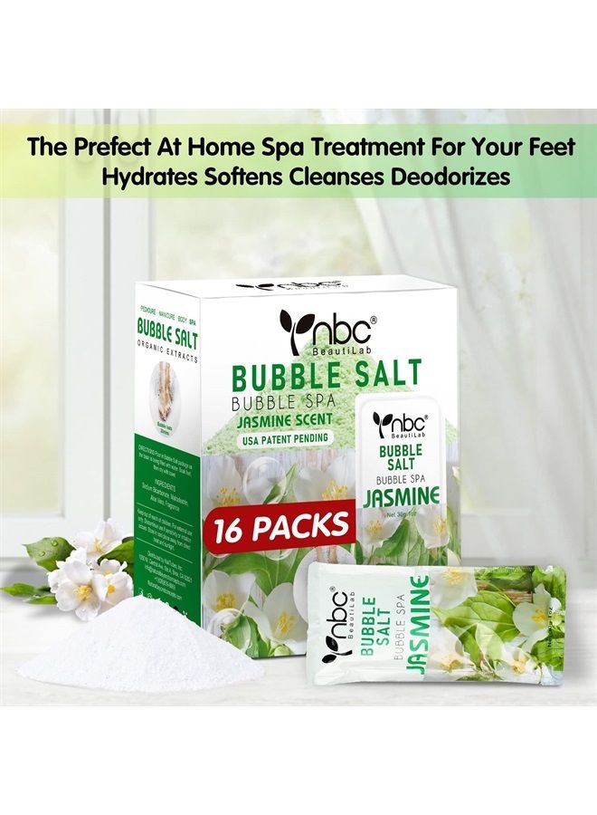 Pedicure Kit Foot Soak Set, Foot Soak Salts Bubble Foot Spa Foot Bath Soak Home Pedicure Supplies Set for Foot Odor Tired Dry Feet, Foot Care Foot Treatment 16 Packs A Box, Jasmine