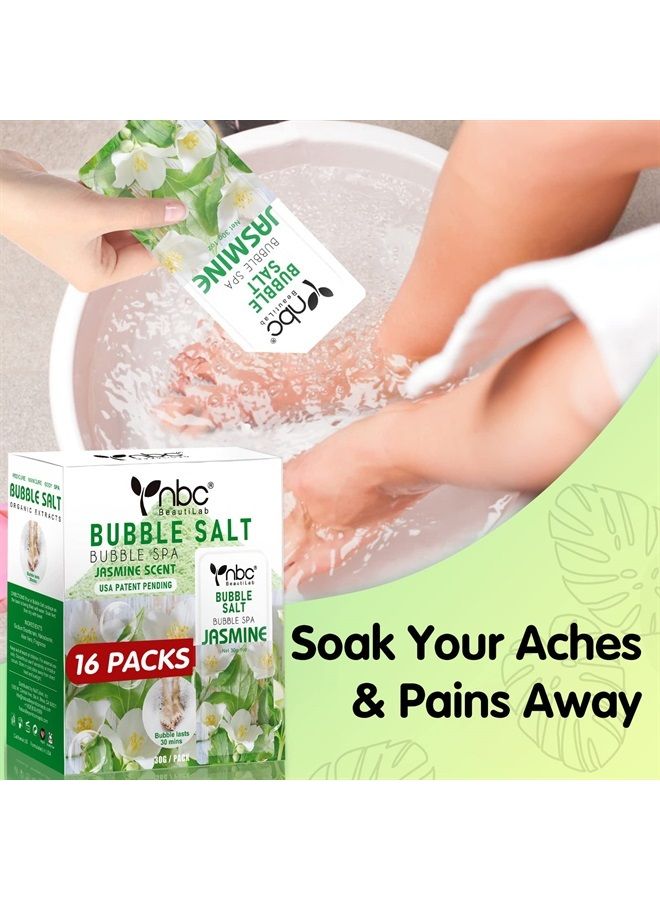 Pedicure Kit Foot Soak Set, Foot Soak Salts Bubble Foot Spa Foot Bath Soak Home Pedicure Supplies Set for Foot Odor Tired Dry Feet, Foot Care Foot Treatment 16 Packs A Box, Jasmine