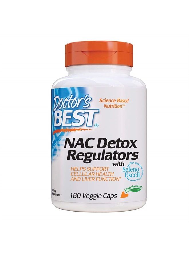 Doctor's Best Nac Detox Regulators with seleno excell, Non-GMO, Vegetarian, Gluten&Soy Free, 180 Veggie Caps, 180Count