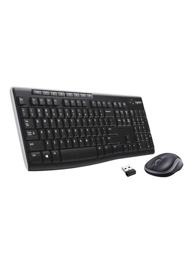 Mk270 Wireless Keyboard And Mouse Combo For Windows, 2.4 Ghz Wireless, Compact Wireless Mouse, 8 Multimedia And Shortcut Keys, 2-Year Battery Life, Pc/Laptop, English/Arabic Layout Black