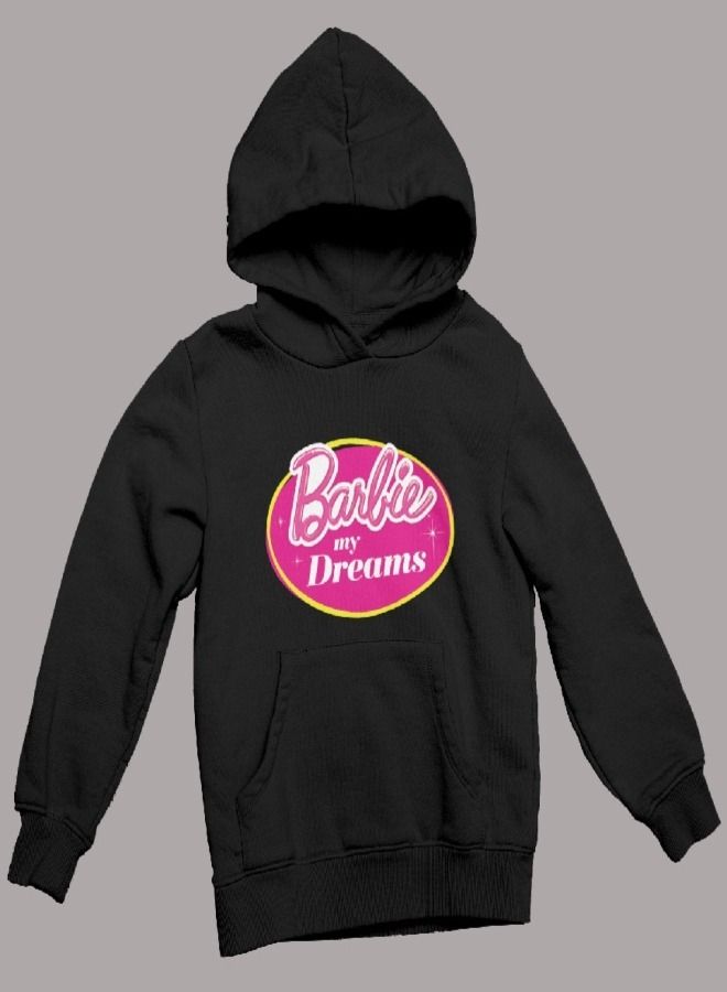 Barbie Printed Hoodie For Girls Black