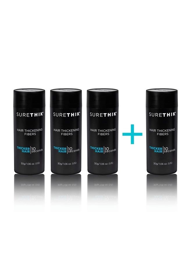 Hair Thickening Fiber, 30g Bottles - Package of 4 (Black)