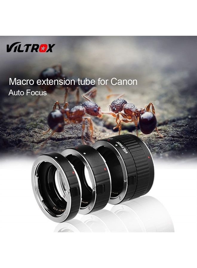 Viltrox Metal Mount Auto Focus Macro Extension Tube Ring Set 12mm 20mm 36mm for Canon EF & EF-S Lens DSLR Camera 760D 700D 90D 80D 70D 5D 6D 7D 1300D Rebel T6 T7 T5 T8i T7i T6i T6s T5i T4i SL3