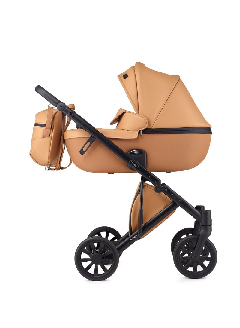 Stroller E-TYPE (2IN1) Luxury Stroller Bassinet +Seat Unit +Bag from Newborn till 5 Years (CARAMEL)
