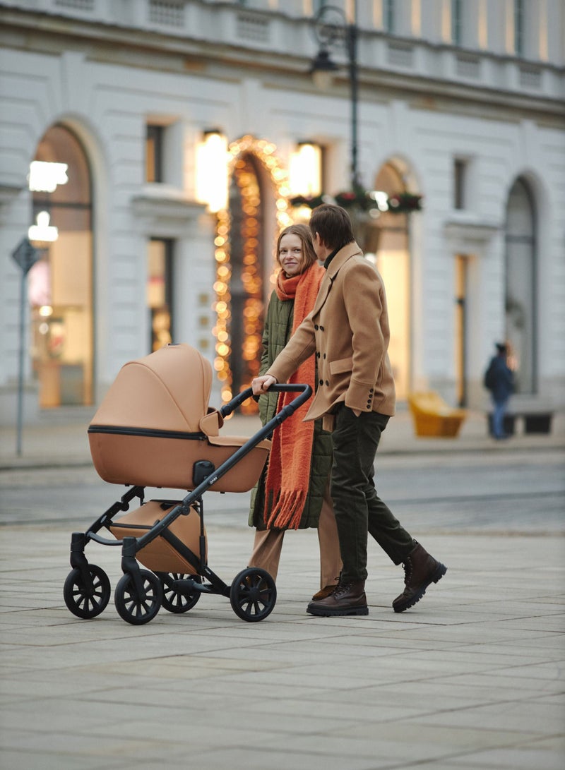 Stroller E-TYPE (2IN1) Luxury Stroller Bassinet +Seat Unit +Bag from Newborn till 5 Years (CARAMEL)