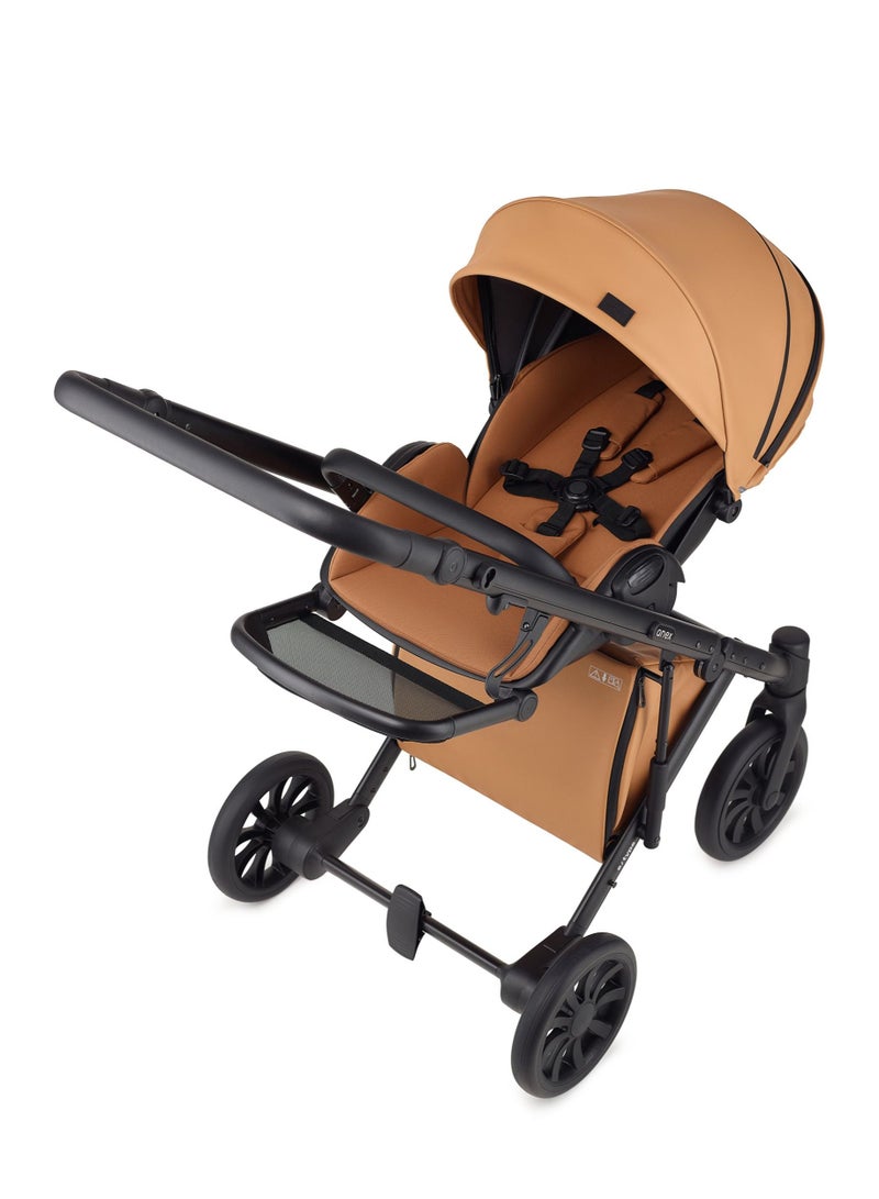 Stroller E-TYPE (2IN1) Luxury Stroller Bassinet +Seat Unit +Bag from Newborn till 5 Years (CARAMEL)