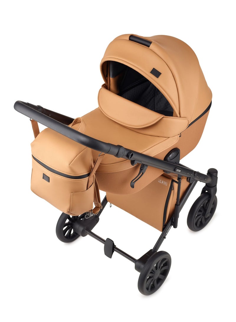 Stroller E-TYPE (2IN1) Luxury Stroller Bassinet +Seat Unit +Bag from Newborn till 5 Years (CARAMEL)